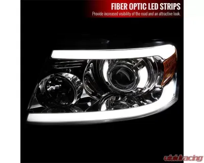Spec-D  Projector Headlights w/ Bright White LED Bars (Chrome Housing/Clear Lens) Ford | Lincoln 2004-2008 - 2LHP-F15004-G3-GO