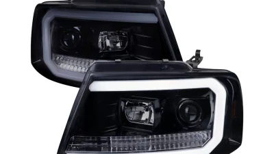 Spec-D LED C-Bar Projector Headlights (Glossy Black Housing/Smoked Lens) Ford F-150 | Lincoln Mark LT 2004-2008                                     - 2LHP-F15004G-G2-TM - Image 10