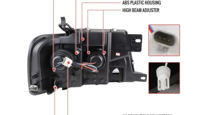 Spec-D LED C-Bar Projector Headlights (Glossy Black Housing/Smoked Lens) Ford F-150 | Lincoln Mark LT 2004-2008                                     - 2LHP-F15004G-G2-TM - Image 8