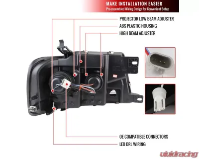 Spec-D LED C-Bar Projector Headlights (Glossy Black Housing/Smoked Lens) Ford F-150 | Lincoln Mark LT 2004-2008 - 2LHP-F15004G-G2-TM