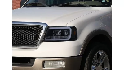 Spec-D LED C-Bar Projector Headlights (Glossy Black Housing/Smoked Lens) Ford F-150 | Lincoln Mark LT 2004-2008                                     - 2LHP-F15004G-G2-TM - Image 10