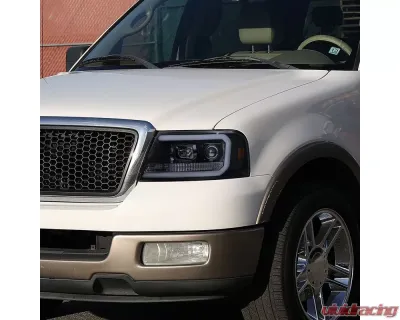 Spec-D LED C-Bar Projector Headlights (Glossy Black Housing/Smoked Lens) Ford F-150 | Lincoln Mark LT 2004-2008 - 2LHP-F15004G-G2-TM