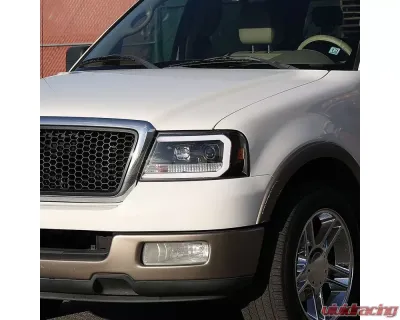 Spec-D LED C-Bar Projector Headlights (Matte Black Housing/Clear Lens) Ford F-150 | Lincoln Mark LT 2004-2008 - 2LHP-F15004JM-G2-TM