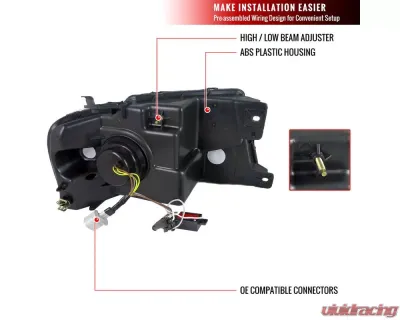 Spec-D Projector Headlights w/ Amber Reflectors (Matte Black Housing/Clear Lens) Ford F-150 | Lincoln Mark LT 2004-2008 - 2LHP-F15004JM-RS