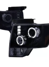 Spec-D Dual Halo Projector Headlights (Glossy Black Housing/Smoked Lens) Ford F-150 2009-2014                                     - 2LHP-F15009G-TM - Image 10
