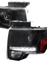 Spec-D Projector Headlights w/ LED Light Strip (Matte Black Housing/Clear Lens) Ford F-150 2009-2014                                     - 2LHP-F15009JM-8-RS - Image 8