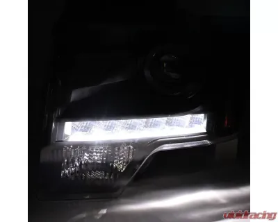 Spec-D Projector Headlights w/ LED Light Strip (Matte Black Housing/Clear Lens) Ford F-150 2009-2014 - 2LHP-F15009JM-8-RS