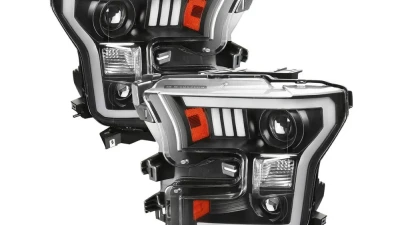 Spec-D LED Bar Projector Headlights - RS (Matte Black Housing / Clear Lens) Ford F-150 2015-2017                                     - 2LHP-F15015JM-RS - Image 10