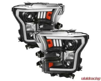 Spec-D LED Bar Projector Headlights - RS (Matte Black Housing / Clear Lens) Ford F-150 2015-2017 - 2LHP-F15015JM-RS