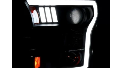 Spec-D LED Bar Projector Headlights - RS (Matte Black Housing / Clear Lens) Ford F-150 2015-2017                                     - 2LHP-F15015JM-RS - Image 2