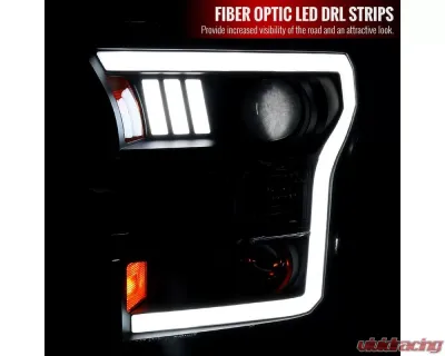 Spec-D LED Bar Projector Headlights - RS (Matte Black Housing / Clear Lens) Ford F-150 2015-2017 - 2LHP-F15015JM-RS