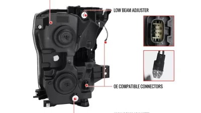 Spec-D LED Bar Projector Headlights - RS (Matte Black Housing / Clear Lens) Ford F-150 2015-2017                                     - 2LHP-F15015JM-RS - Image 8