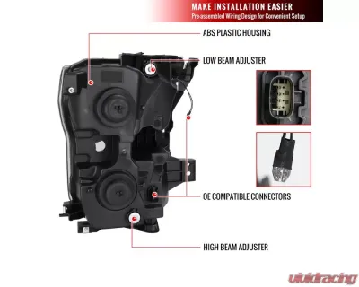 Spec-D LED Bar Projector Headlights - RS (Matte Black Housing / Clear Lens) Ford F-150 2015-2017 - 2LHP-F15015JM-RS