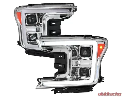 Spec-D LED C-Bar Projector Headlights w/ Switchback Sequential Turn Signal Lights (Chrome Housing / Clear Lens) Ford F-150 2018-2020 - 2LHP-F15018-SQ-RS