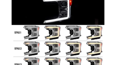 Spec-D LED C-Bar Projector Headlights w/ Switchback Sequential Turn Signal Lights (Chrome Housing / Clear Lens) Ford F-150 2018-2020                                     - 2LHP-F15018-SQ-RS - Image 2