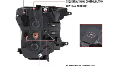 Spec-D LED C-Bar Projector Headlights w/ Switchback Sequential Turn Signal Lights (Chrome Housing / Clear Lens) Ford F-150 2018-2020                                     - 2LHP-F15018-SQ-RS - Image 8