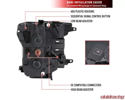 Spec-D LED C-Bar Projector Headlights w/ Switchback Sequential Turn Signal Lights (Chrome Housing / Clear Lens) Ford F-150 2018-2020 - 2LHP-F15018-SQ-RS