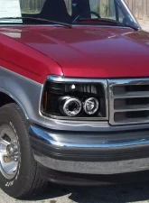 Spec-D Dual Halo Projector Headlights - V2 (Matte Black Housing/Clear Lens) Ford Bronco | F-Series 1992-1996                                     - 2LHP-F15092JM-V2-TM - Image 10