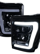 Spec-D LED C-Bar Projector Headlights (Glossy Black Housing/Smoked Lens) Ford F-Series 2011-2016                                     - 2LHP-F25011G-TM - Image 10