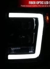 Spec-D LED C-Bar Projector Headlights (Glossy Black Housing/Smoked Lens) Ford F-Series 2011-2016                                     - 2LHP-F25011G-TM - Image 2