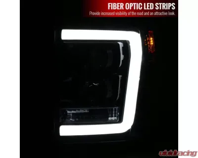 Spec-D LED C-Bar Projector Headlights (Glossy Black Housing/Smoked Lens) Ford F-Series 2011-2016 - 2LHP-F25011G-TM