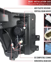 Spec-D LED C-Bar Projector Headlights (Glossy Black Housing/Smoked Lens) Ford F-Series 2011-2016                                     - 2LHP-F25011G-TM - Image 8