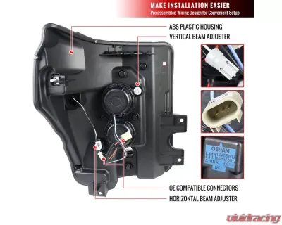 Spec-D LED C-Bar Projector Headlights (Glossy Black Housing/Smoked Lens) Ford F-Series 2011-2016 - 2LHP-F25011G-TM