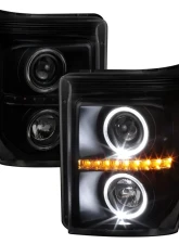 Spec-D Dual Halo Projector Headlights w/ LED Turn Signal Lights (Black Housing/Smoked Lens) Ford F-Series 2011-2016                                     - 2LHP-F25011SM-RS - Image 10