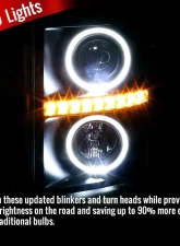 Spec-D Dual Halo Projector Headlights w/ LED Turn Signal Lights (Black Housing/Smoked Lens) Ford F-Series 2011-2016                                     - 2LHP-F25011SM-RS - Image 2