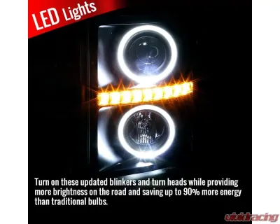 Spec-D Dual Halo Projector Headlights w/ LED Turn Signal Lights (Black Housing/Smoked Lens) Ford F-Series 2011-2016 - 2LHP-F25011SM-RS