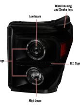 Spec-D Dual Halo Projector Headlights w/ LED Turn Signal Lights (Black Housing/Smoked Lens) Ford F-Series 2011-2016                                     - 2LHP-F25011SM-RS - Image 9