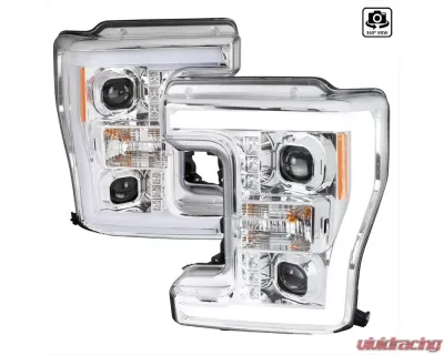Spec-D Switchback LED C-Bar Projector Headlights (Chrome Housing/Clear Lens) Ford F-Series 2017-2019 - 2LHP-F25017-TM