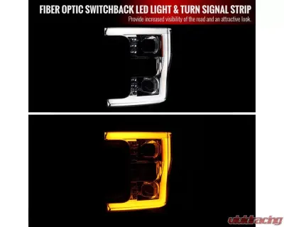 Spec-D Switchback LED C-Bar Projector Headlights (Chrome Housing/Clear Lens) Ford F-Series 2017-2019 - 2LHP-F25017-TM