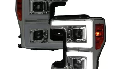 Spec-D LED C-Bar Projector Headlights w/ Switchback Sequential Turn Signals (Chrome Housing/Smoked Lens) Ford F-Series 2017-2019                                     - 2LHP-F25017G-SQ-RS - Image 10