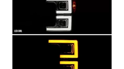 Spec-D LED C-Bar Projector Headlights w/ Switchback Sequential Turn Signals (Chrome Housing/Smoked Lens) Ford F-Series 2017-2019                                     - 2LHP-F25017G-SQ-RS - Image 2