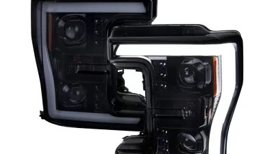 Spec-D Switchback LED C-Bar Projector Headlights (Glossy Black Housing/Smoked Lens) Ford F-Series 2017-2019                                     - 2LHP-F25017G-TM - Image 10