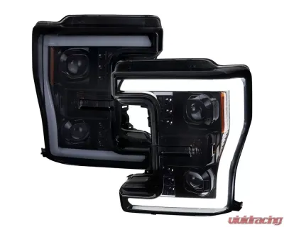 Spec-D Switchback LED C-Bar Projector Headlights (Glossy Black Housing/Smoked Lens) Ford F-Series 2017-2019 - 2LHP-F25017G-TM