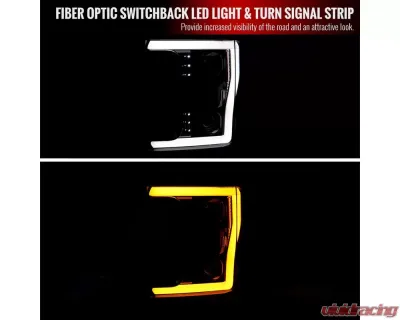 Spec-D Switchback LED C-Bar Projector Headlights (Glossy Black Housing/Smoked Lens) Ford F-Series 2017-2019 - 2LHP-F25017G-TM