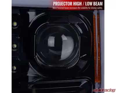 Spec-D Switchback LED C-Bar Projector Headlights (Glossy Black Housing/Smoked Lens) Ford F-Series 2017-2019 - 2LHP-F25017G-TM