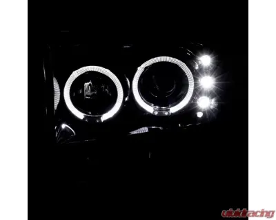 Spec-D Dual Halo Projector Headlights (Jet Black Housing/Clear Lens) Ford F-Series | Excursion 1999-2004 - 2LHP-F25099BK-TM