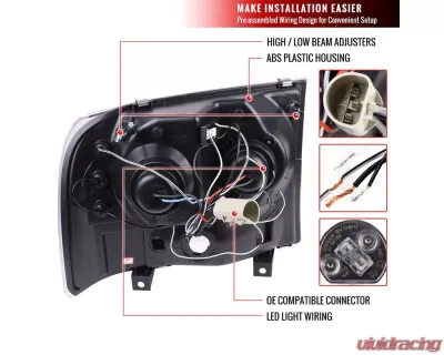 Spec-D Dual Halo Projector Headlights (Jet Black Housing/Clear Lens) Ford F-Series | Excursion 1999-2004 - 2LHP-F25099BK-TM