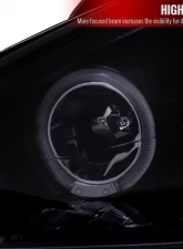 Spec-D Dual Halo Projector Headlights (Glossy Black Housing/Smoked Lens) Ford Focus 2000-2004                                     - 2LHP-FOC00G-TM - Image 3