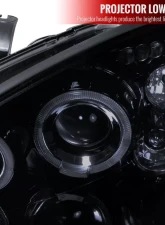 Spec-D Dual Halo Projector Headlights (Glossy Black Housing/Smoked Lens) Ford Focus 2000-2004                                     - 2LHP-FOC00G-TM - Image 4