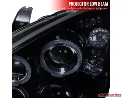 Spec-D Dual Halo Projector Headlights (Glossy Black Housing/Smoked Lens) Ford Focus 2000-2004 - 2LHP-FOC00G-TM