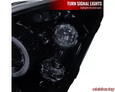 Spec-D Dual Halo Projector Headlights (Glossy Black Housing/Smoked Lens) Ford Focus 2000-2004 - 2LHP-FOC00G-TM
