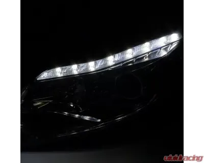 Spec-D Projector Headlights w/ LED Light Strip & LED Turn Signal Lights (Chrome Housing/Clear Lens) Ford Focus 2012-2014 - 2LHP-FOC12-TM