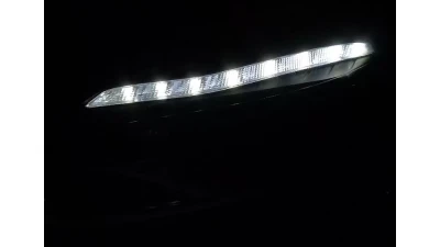 Spec-D Projector Headlights w/ LED Light Strip & LED Turn Signal Lights (Matte Black Housing/Clear Lens) Ford Focus 2012-2014                                     - 2LHP-FOC12JM-TM - Image 2