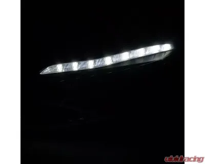 Spec-D Projector Headlights w/ LED Light Strip & LED Turn Signal Lights (Matte Black Housing/Clear Lens) Ford Focus 2012-2014 - 2LHP-FOC12JM-TM