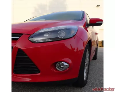 Spec-D Projector Headlights w/ LED Light Strip & LED Turn Signal Lights (Matte Black Housing/Clear Lens) Ford Focus 2012-2014 - 2LHP-FOC12JM-TM