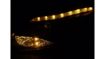 Spec-D Projector Headlights w/ LED Light Strip & LED Turn Signal Lights (Matte Black Housing/Clear Lens) Ford Focus 2012-2014                                     - 2LHP-FOC12JM-TM - Image 5